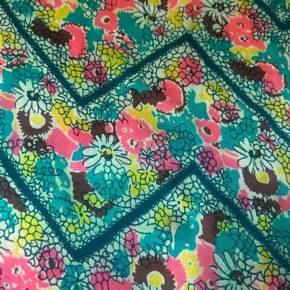 Vintage Green Floral 100% Silk Rectangular Scarf With Fringe - Picture 5 of 7
